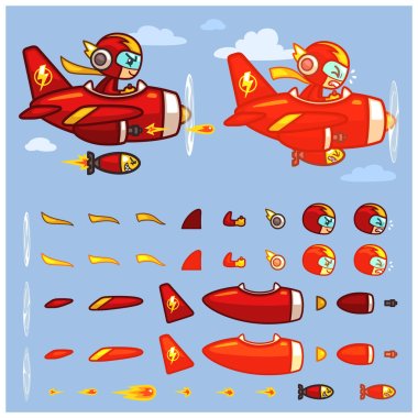 Red Thunder Plane Game Sprites clipart