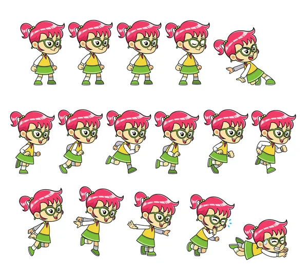 Nerdy Girl spel Sprites — Stock vektor