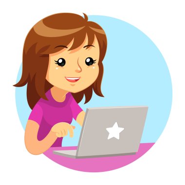 Gri Laptop kullanarak mor forması giyen kız.