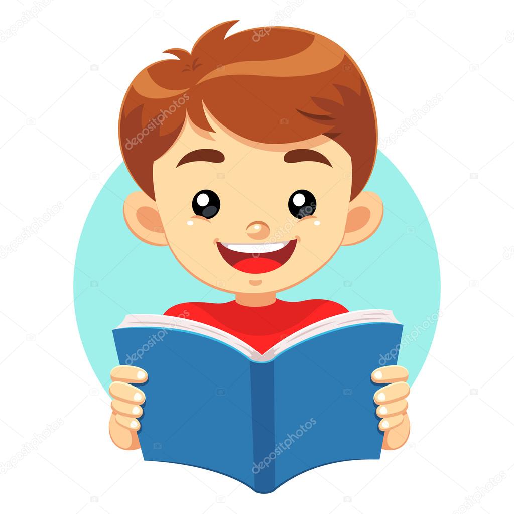Little Boy Reading A Blue Book. Stock Vector Image by ©mikailain #71425461