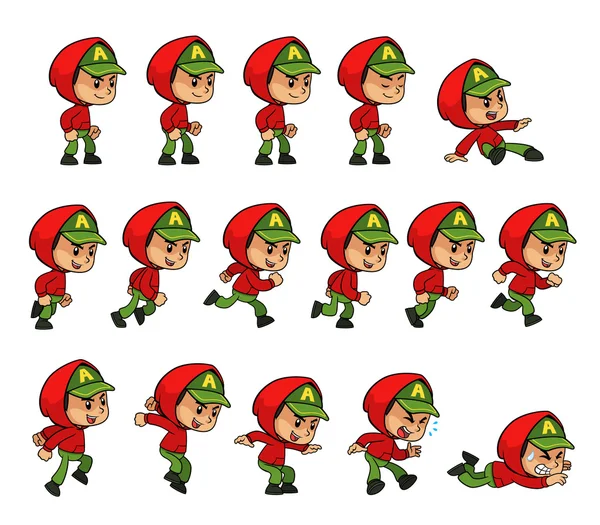 Red sudadera con capucha juego Sprites — Archivo Imágenes Vectoriales