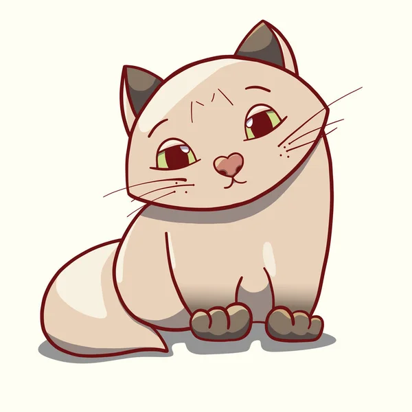 Bonito triste desenho animado gatinho ilustração —  Vetores de Stock