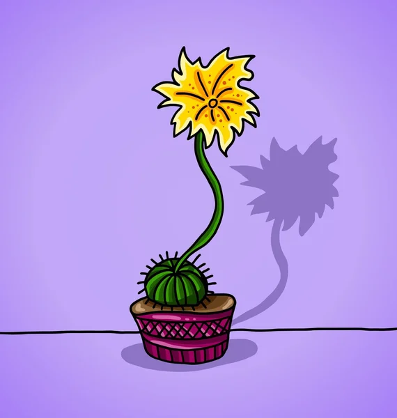 Decorative cactus in a flowerpot — Stock Vector