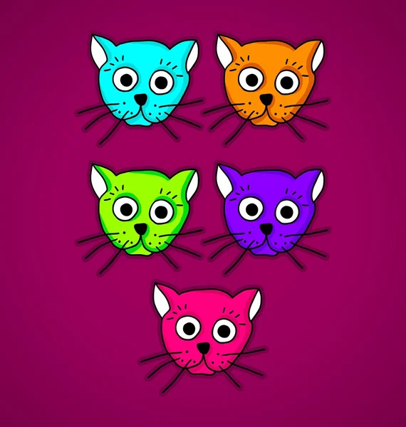 Multi-colored cats — Stock Vector