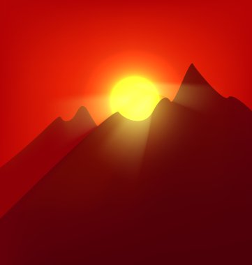 günbatımı, dağlar