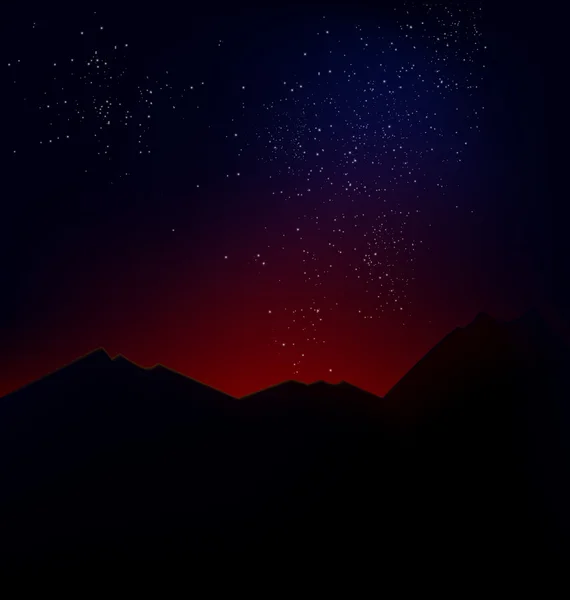 Paysage de montagne avec l'horizon cosmique — Image vectorielle