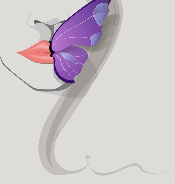 Schmetterling auf den Lippen — Stockvektor