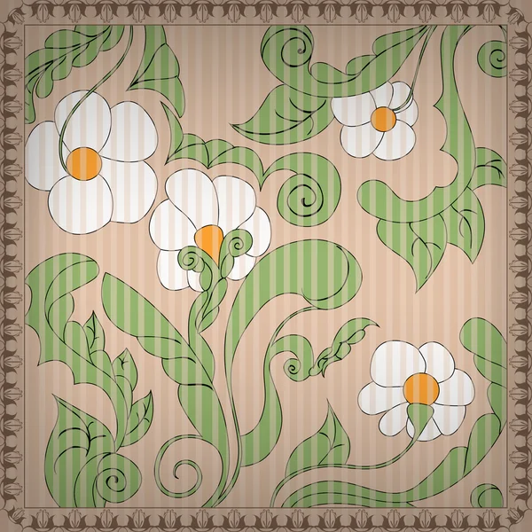 Fondo floral con marco vintage — Vector de stock