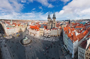 Geniş açı panorama Merkezi Meydanı Prag, Çek Cumhuriyeti