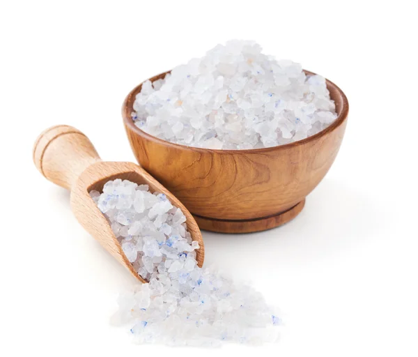 Perski niebieski soli w misce drewniane — Zdjęcie stockowe