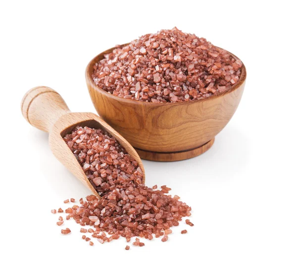 Hawaiian red sea salt in a wooden bowl — Stock Photo, Image