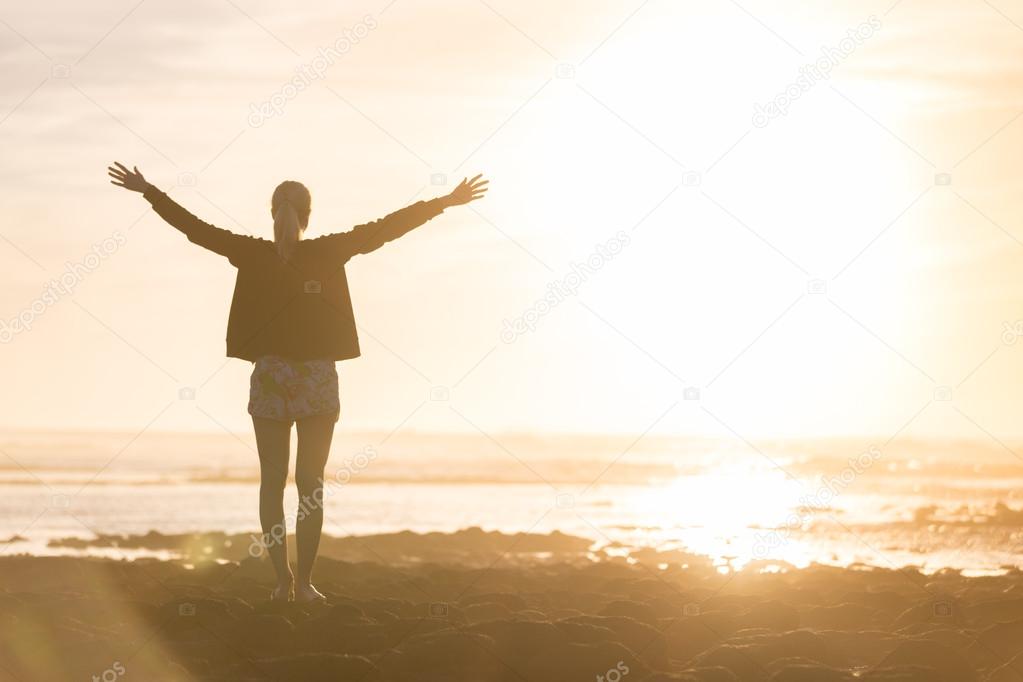 A Person Enjoying The Beach View of the Sunset · Free Stock Photo