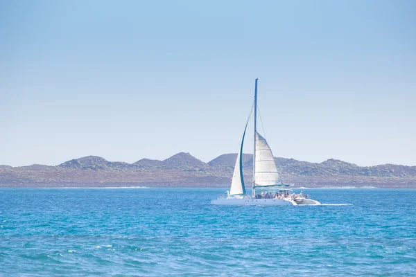 Katamaraner cruising blå havet. — Stockfoto