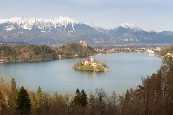 Lake Bled with island church, Slovenia, Europe. — Stock Fotó