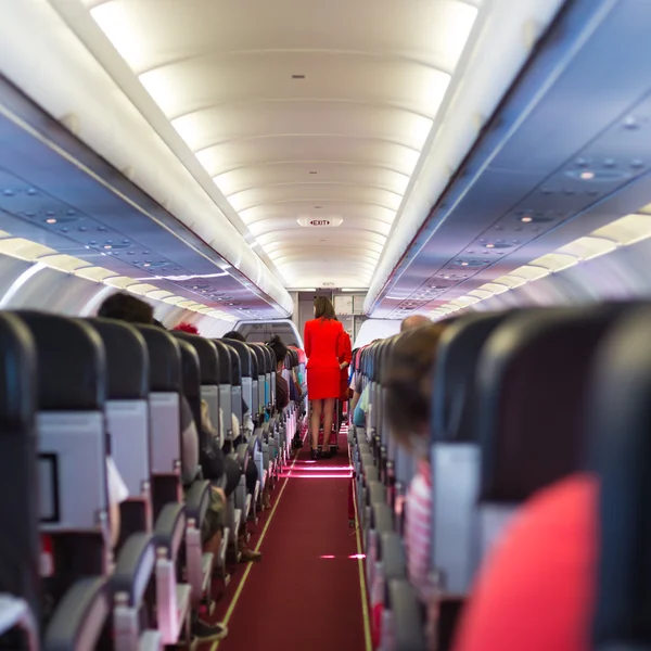 Stewardess on the airplane. — Stock Photo, Image