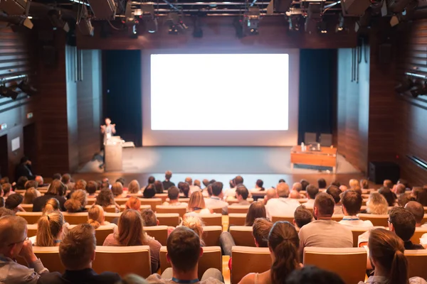 Business speaker giving a talk in conference hall. — Stock Photo, Image