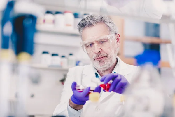 Científico de vida masculino senior investigando en el laboratorio. — Foto de Stock