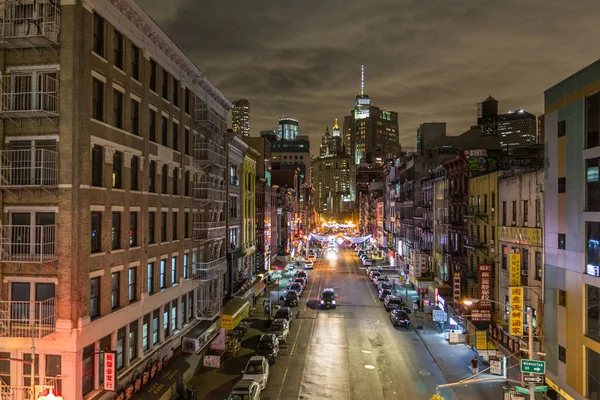 Chinatown di notte, New York, Stati Uniti d'America. — Foto Stock