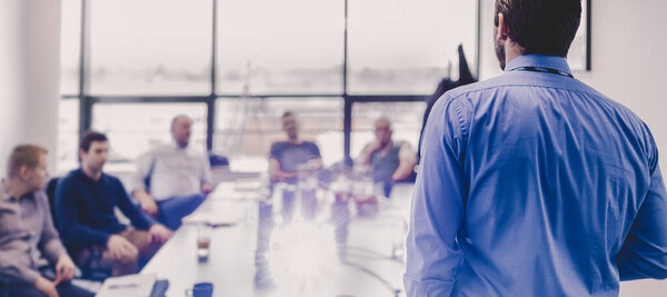 Business presentation on corporate meeting.