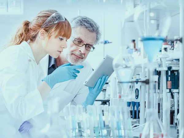 Investigadores sanitarios que trabajan en laboratorio científico. —  Fotos de Stock
