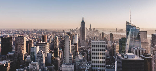 Ciudad de Nueva York Manhattan skyline centro. — Foto de Stock