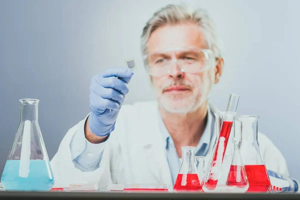 Senior life science research researching in modern scientific laboratory. — Stock Photo, Image