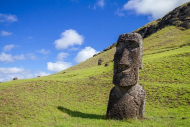 Rano Raraku 'daki Moai taş heykelleri, Paskalya Adası, Şili.