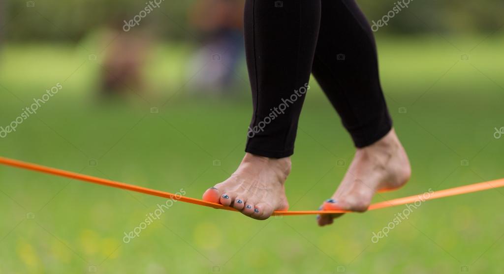 Slack line in the city park. Stock Photo by ©kasto 51939159