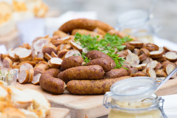 Smoked dry sausage cold cuts. — Stock Photo, Image