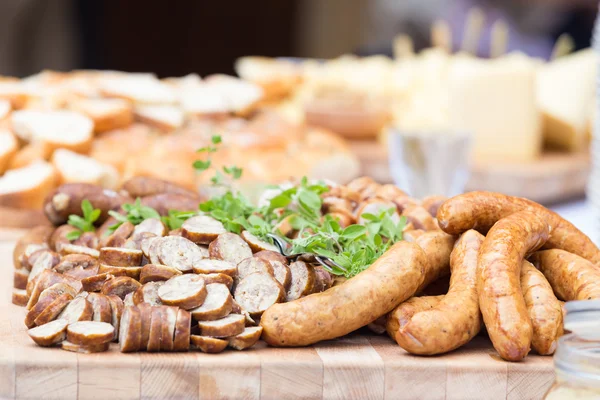 Smoked dry sausage cold cuts. — Stock Photo, Image