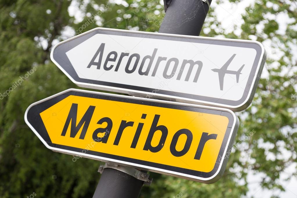 Road sign for Maribor aerport