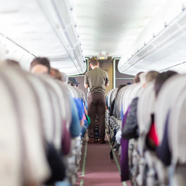 Steward im Flugzeug. — Stockfoto