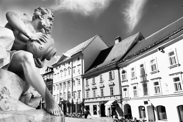 Robba fountain in the center of Ljubljana, Slovenia. — Stock Photo, Image