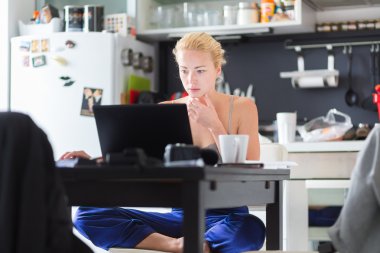Female freelancer working from home. clipart