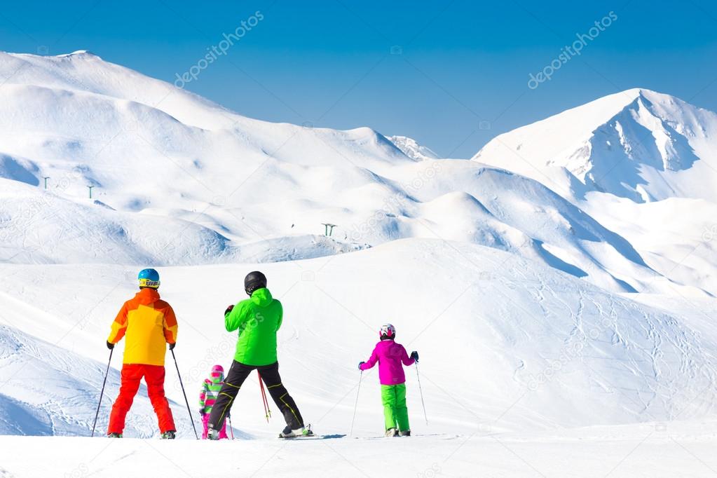 Family on ski vacations.