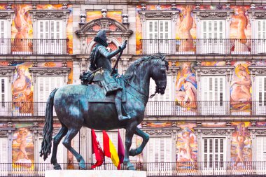 Statue of King Philips III, Plaza Mayor, Madrid. clipart