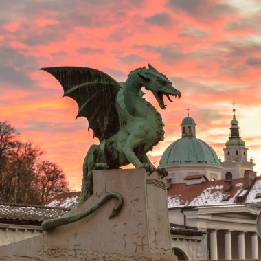 Dragon Köprüsü, ljubljana, Slovenya, Avrupa.