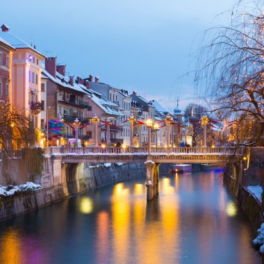 Ljubljana, Noel zamanı. Slovenya, Europe.
