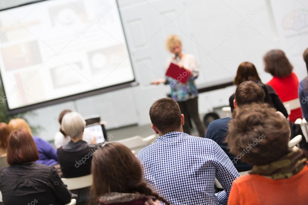 Woman lecturing at university.