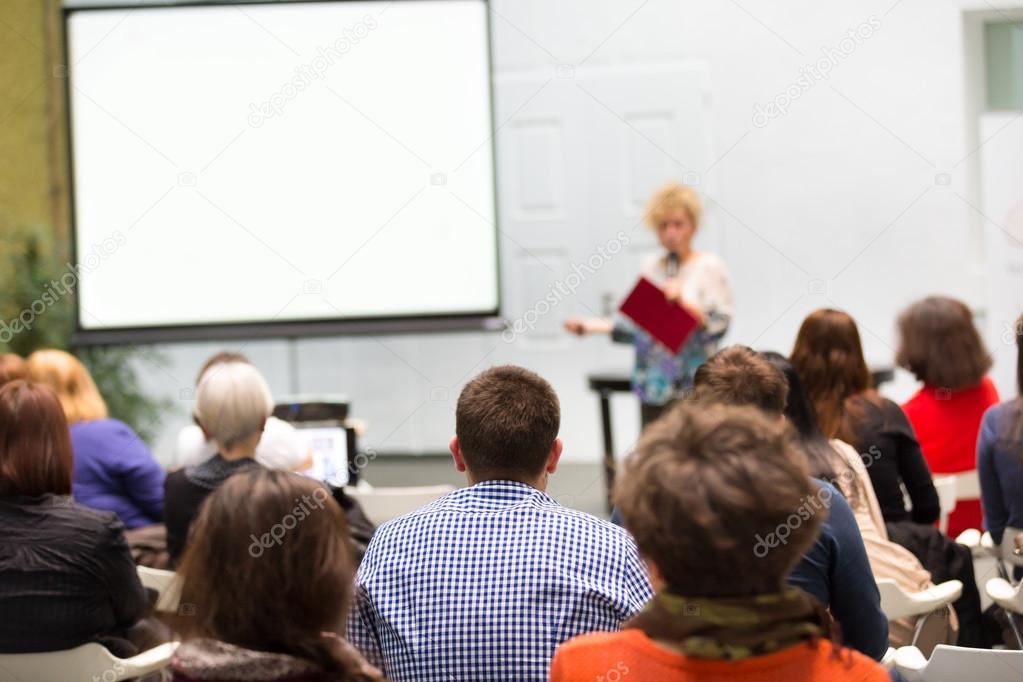 Woman lecturing at university.