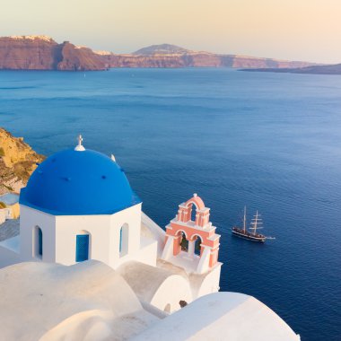 Santorini Adası 'ndaki Oia Köyü, Yunanistan.