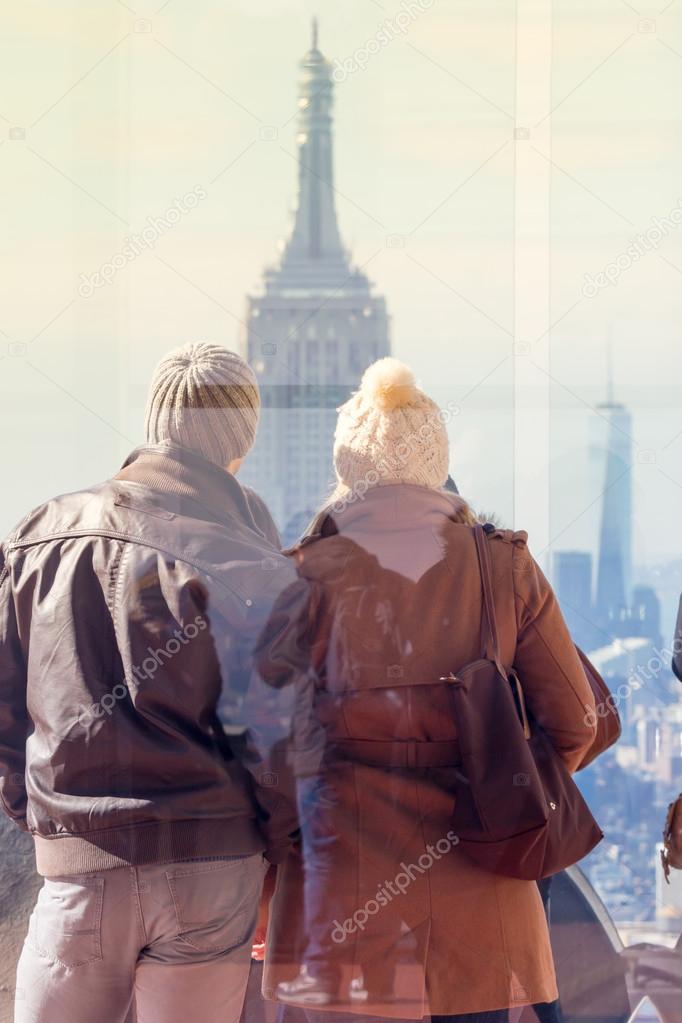 Tourist taking photo of New York City.