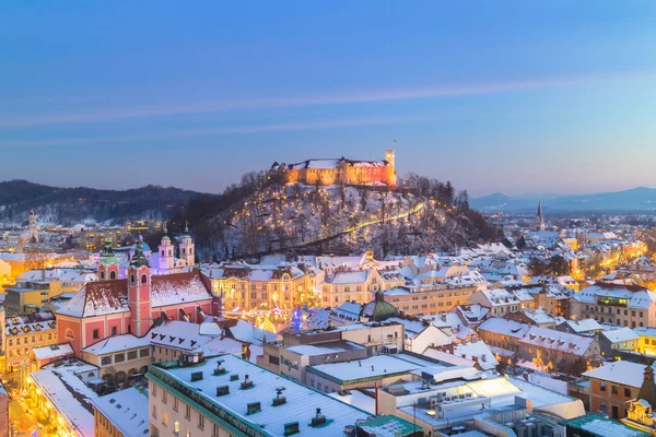 Panorama z Ljubljana w zimie. Słowenia, Europa. — Zdjęcie stockowe