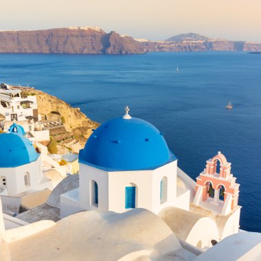 Santorini Adası 'ndaki Oia Köyü, Yunanistan.