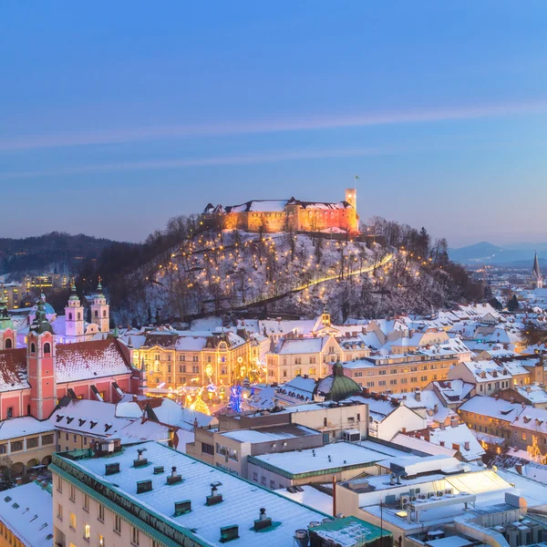 Panorama von Ljubljana im Winter. Slowenien, Europa. — Stockfoto