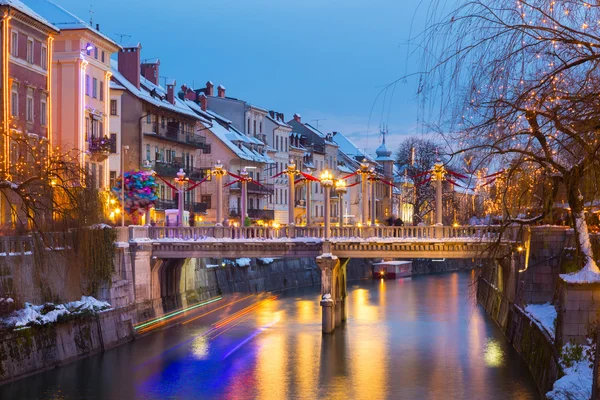 Lublaň v době Vánoc. Slovinsko, Evropa. — Stock fotografie