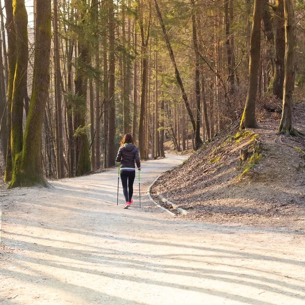 Frau wandert in der Natur. — Stockfoto