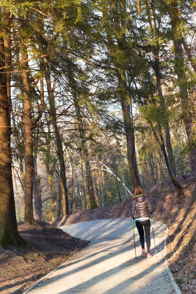 Frau wandert in der Natur. — Stockfoto