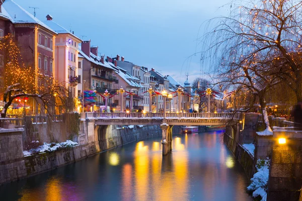 Λιουμπλιάνα στην περίοδο των Χριστουγέννων. Σλοβενία, Ευρώπη. — Φωτογραφία Αρχείου