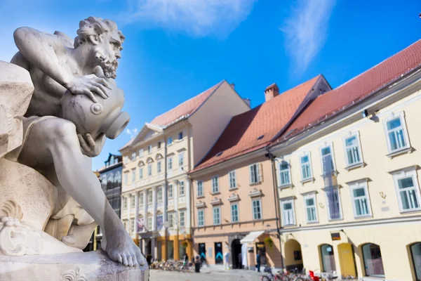 Robba fountain in the center of Ljubljana, Slovenia. — Stock Photo, Image